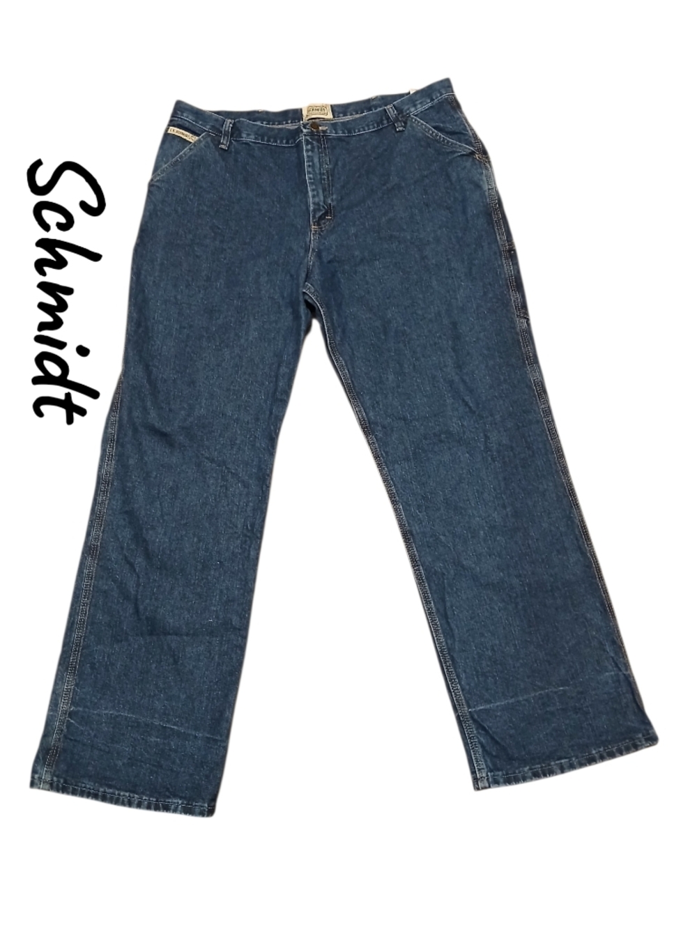 Schmidt Size 18×32 Vintage Straight-Leg Denim Jeans - Dark Blue